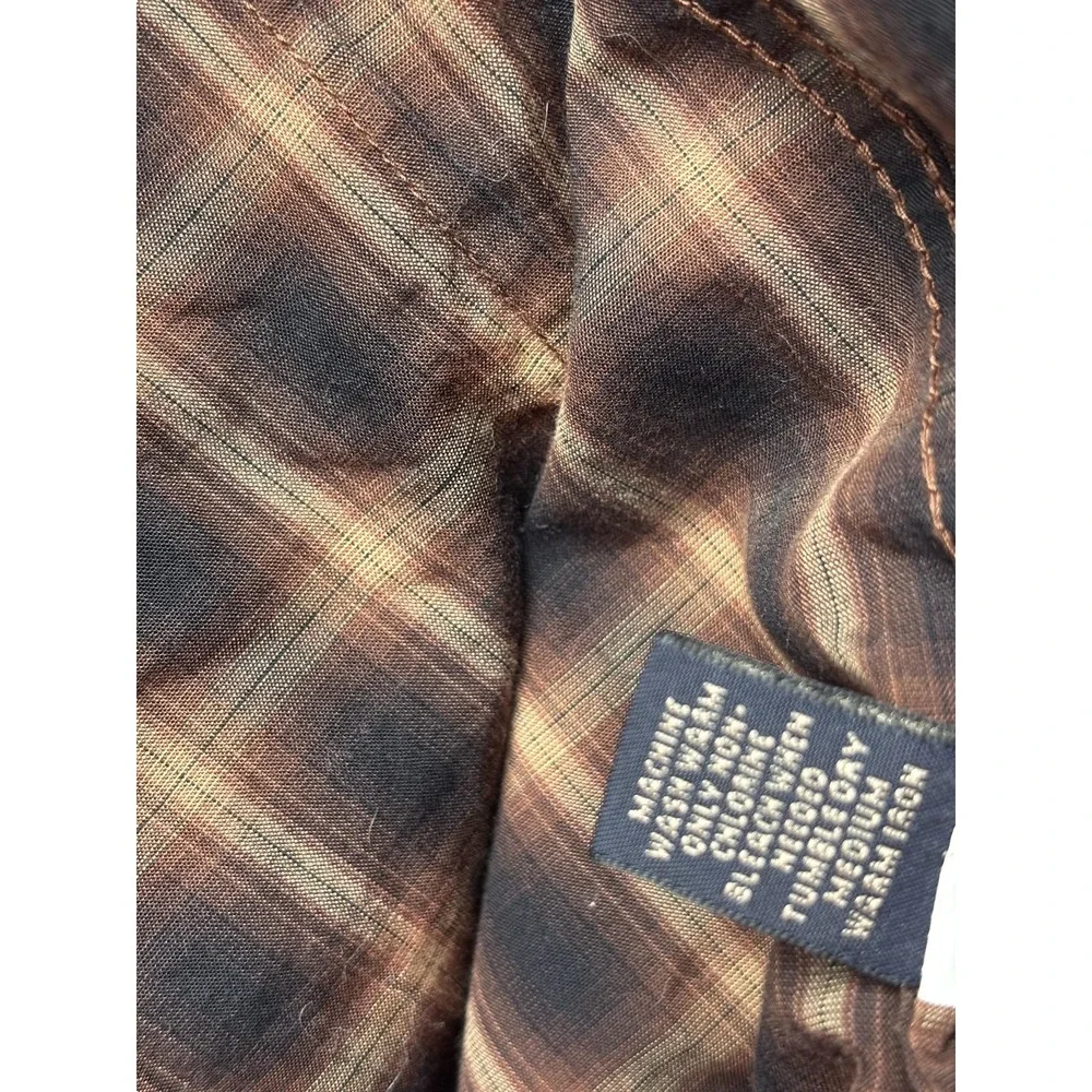 Banana Republic Shirt Mens XL Brown Plaid Western Pearl Snap Casual Long Sleeve